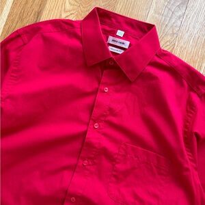 Pierre Cardin Vintage Y2K Button Up Dress Shirt Red Preppy 16-16.5 32/33 Large